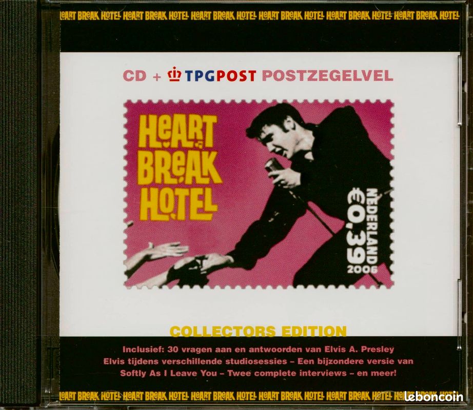 Elvis presley heartbreak hotel collector edition + planche 4 timbres tpgpost juin 2006 edition limitee 500 ex 41 titres disc original soundboard recording neuf pochette plastique scellée ultra rare (image 1)