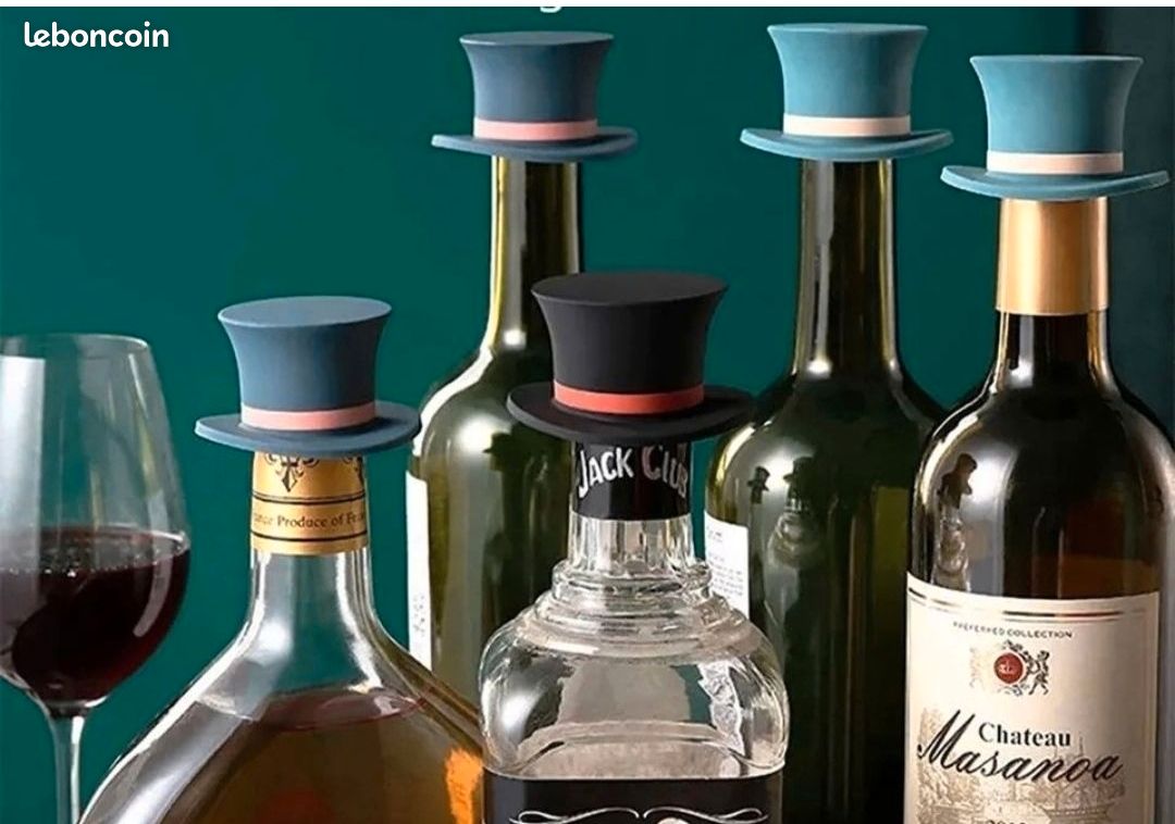 Bouchons De Bouteille De Vin En Silicone En Forme De Chapeau Créatif, Bouchon De Bouteille De Vin Qui Fuit, Scelleuses De Conservation Aîche, Fermetures De Bière Et De Champagne Pour Outil De Bar