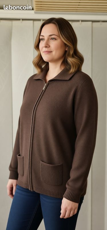 Gilet veste marron femme (image 2)