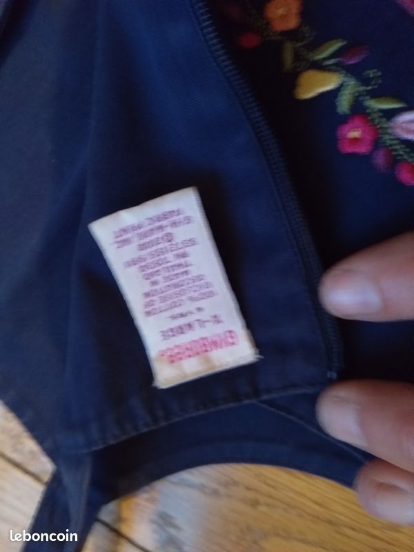 Robe d'été marine avec broderies fleurs 8 ans (image 3)