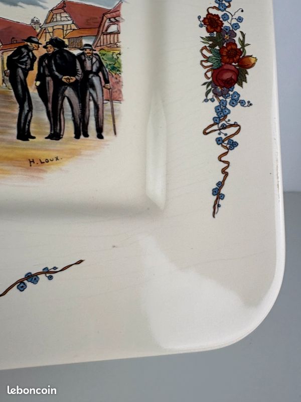 ANCIEN PLAT EN faience de sarreguemines modéle marines modéle carré