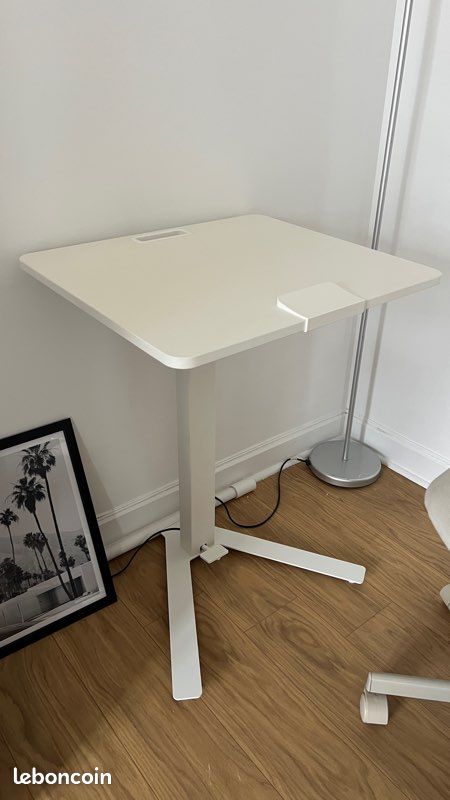 Mittzon ikea bureau assis debout blanc table ordinateur roulettes (image 3)