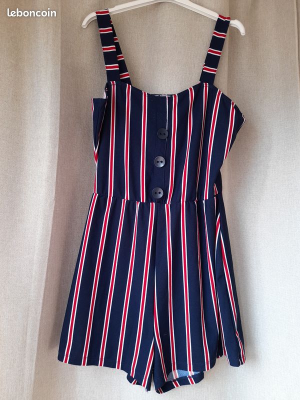 Combishort bleu rayé blanc et rouge Jennyfer Taille M kanou42 (image 9)