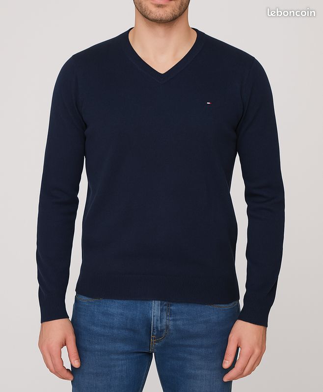 Pull Tommy Hilfiger Denim homme XS – bleu marine – col V Vêtements