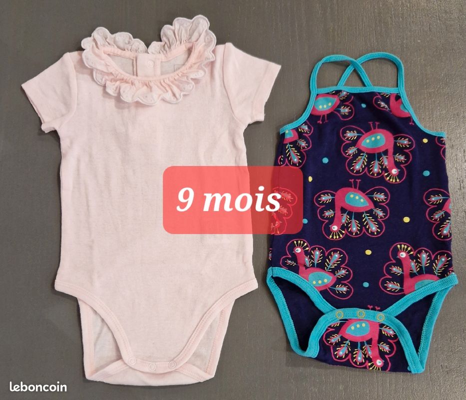 Lot de 2 body 9 mois (image 1)