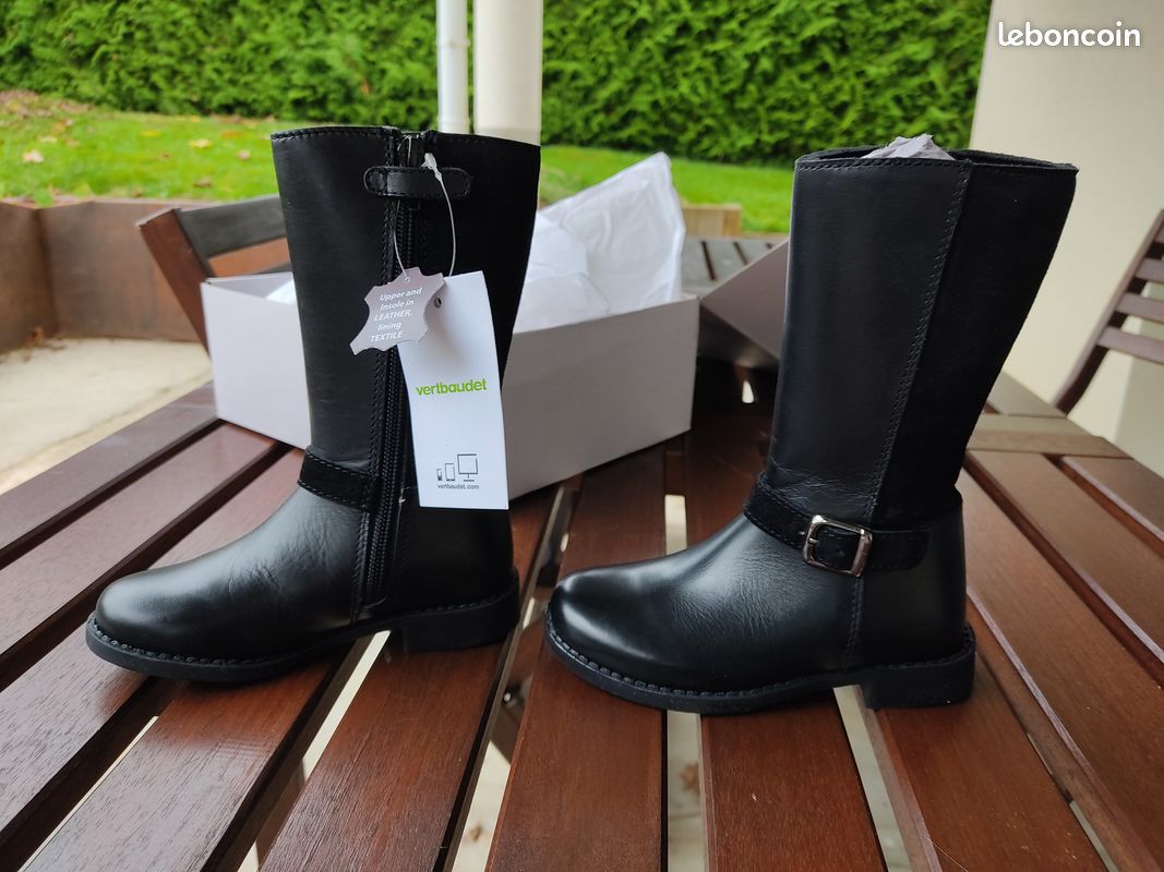 Vertbaudet Bottines Noires Bebe Fille Bottes Enfant Fille Neuve