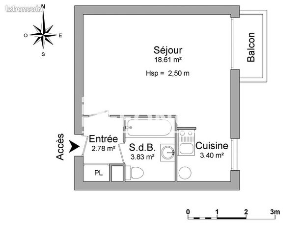 Appartement 1 pièce 28 m² — 2