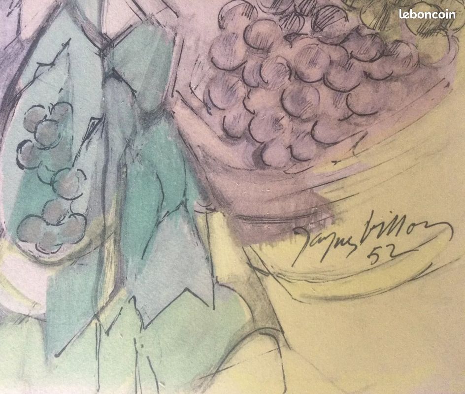 Jacques VILLON 1875-1963.Les vendanges,1952.Lithographie.SBD.28x21.Cadre (image 4)