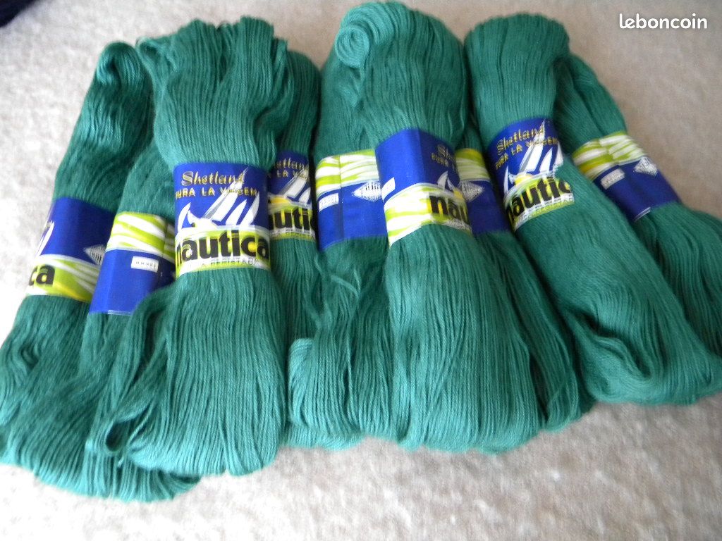 Lot de Laine à tricoter 900gr shetland vert (image 1)