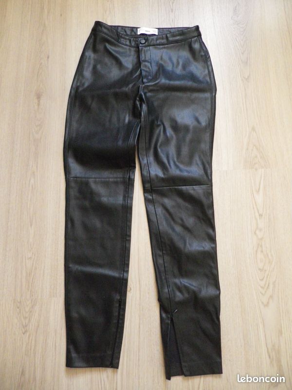 Pantalon simili cuir noir "Mango MNG", taille 34 (image 1)