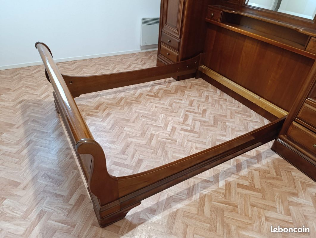 Lit pont en merisier sans sommier et sans matelas (image 3)