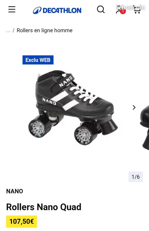 Paire De Rollers Quads NANO Piste - Noir Pointure 32 - Occasion