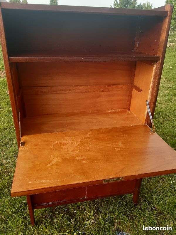 Secrétaire bois design moderniste style scandinave vintage années 50 60 (image 5)