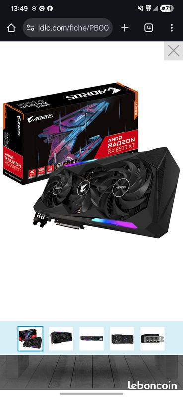 Carte graphique Rx6900xt aorus 16giga (image 1)
