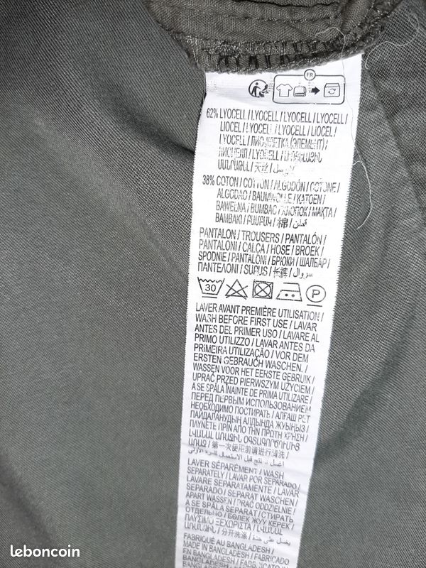 Pantalon toile 44 kaki Kiabi (image 2)