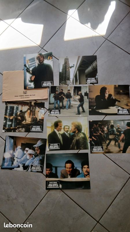 Lot 9 photos exploitation cinéma d'origine - Sale temps pour un flic (1985) Chuck Norris + pochette (image 1)