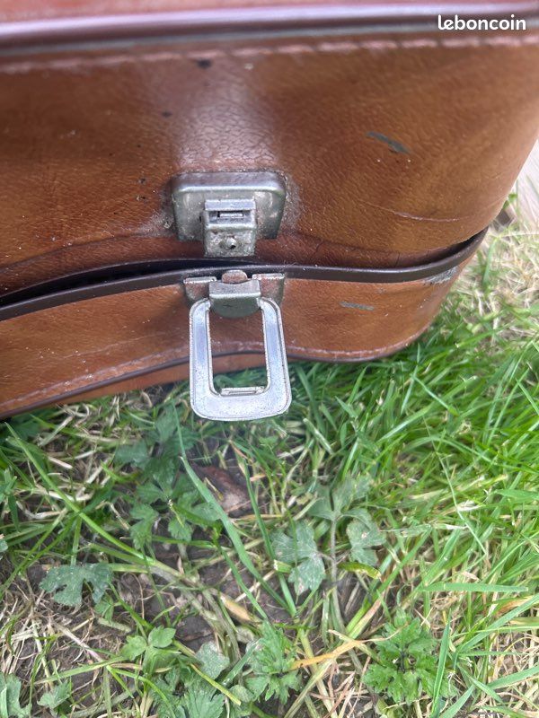 Vintage PORTE ETIQUETTE Addresse Valise Voyage CUIR made in
