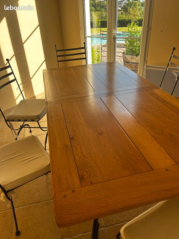 Table salle à manger chêne massif 2M(extensible 2,5M) + 6 chaises (image 1)