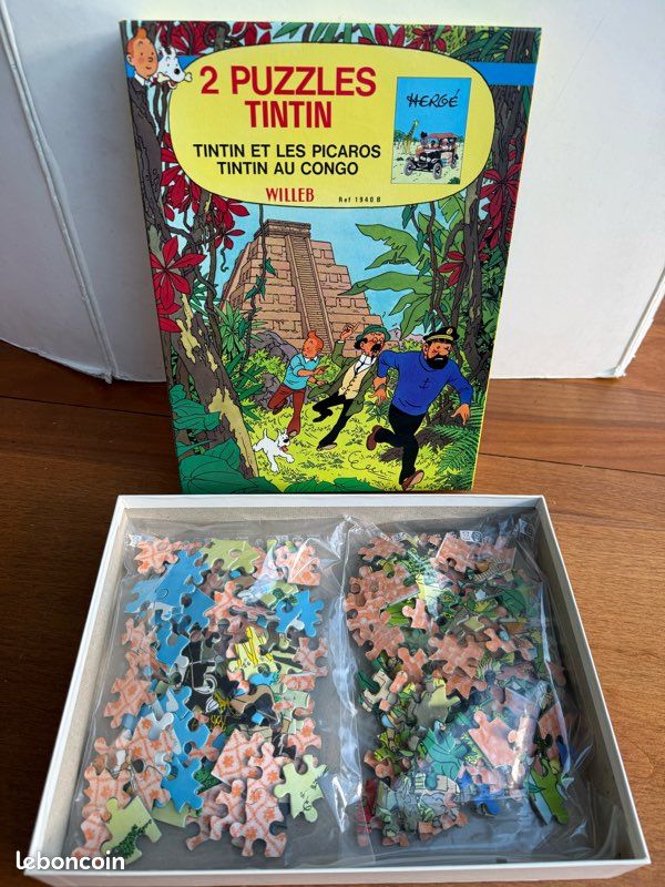 Jeu De Société Ancien Tintin Et Les Picaros + Congo - Puzzles Et Plateau Complet Vintage Willeb