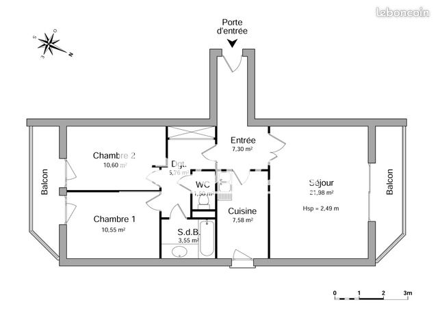 Appartement 3 pièces 68 m² · à Annemasse · 68 m² · 1 023 €