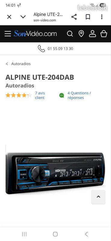 Autoradio Alpine UTE-204DAB - Équipement auto