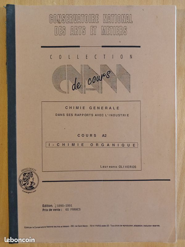 CNAM 1990-1991 - Chimie Organique Cours A2 (image 1)