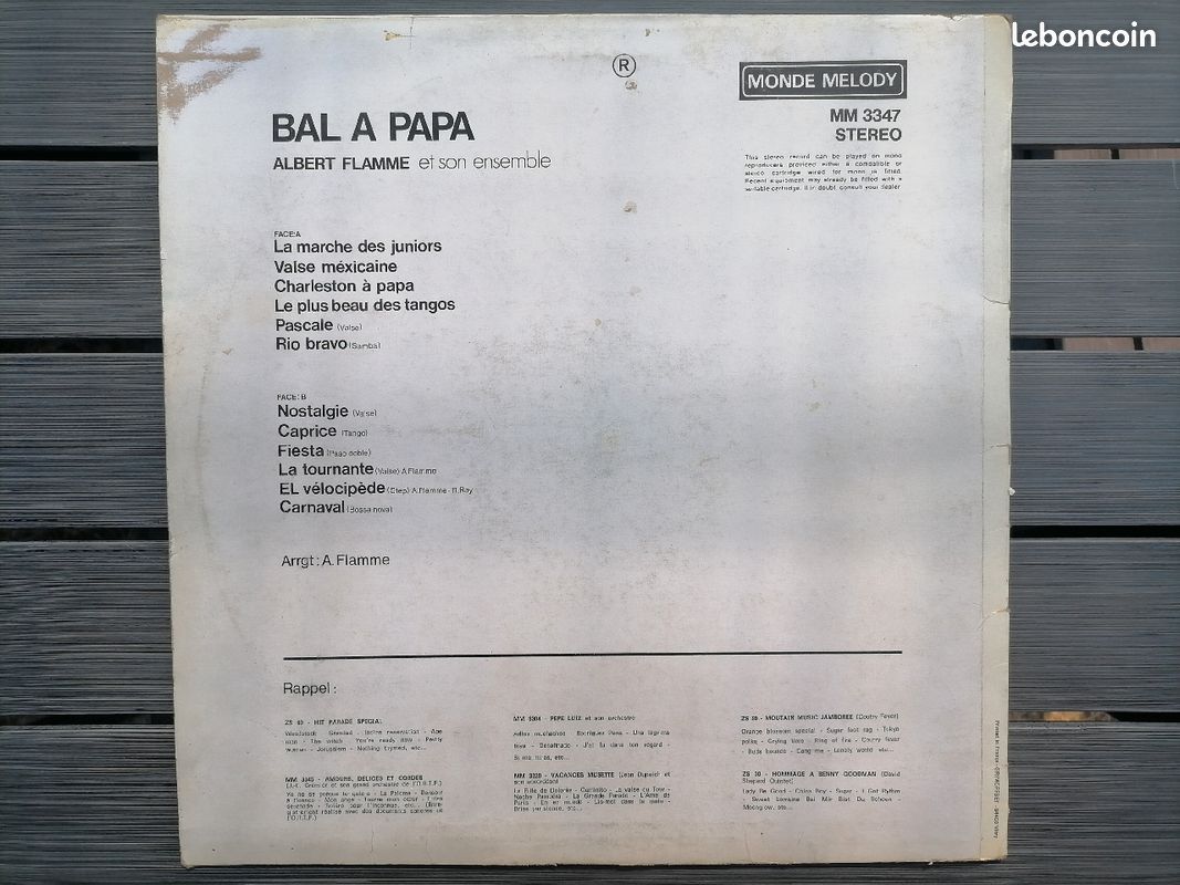 Disque Vinyle 33 T Bal à papa Albert Flamme et son ensemble (image 2)