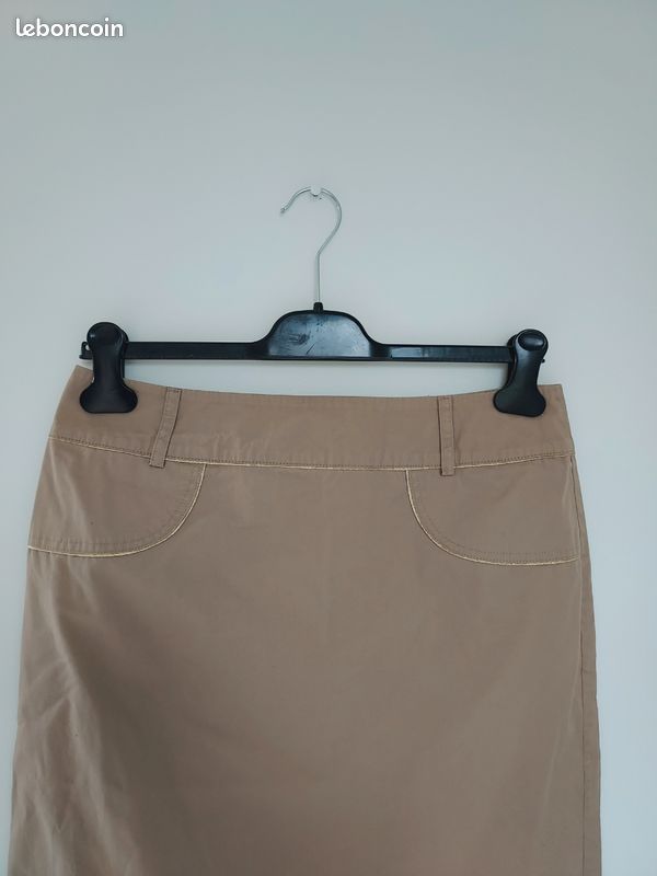 Tailleur veste 38 et jupe 40 Maison 1 2 3 beige et doré (image 3)