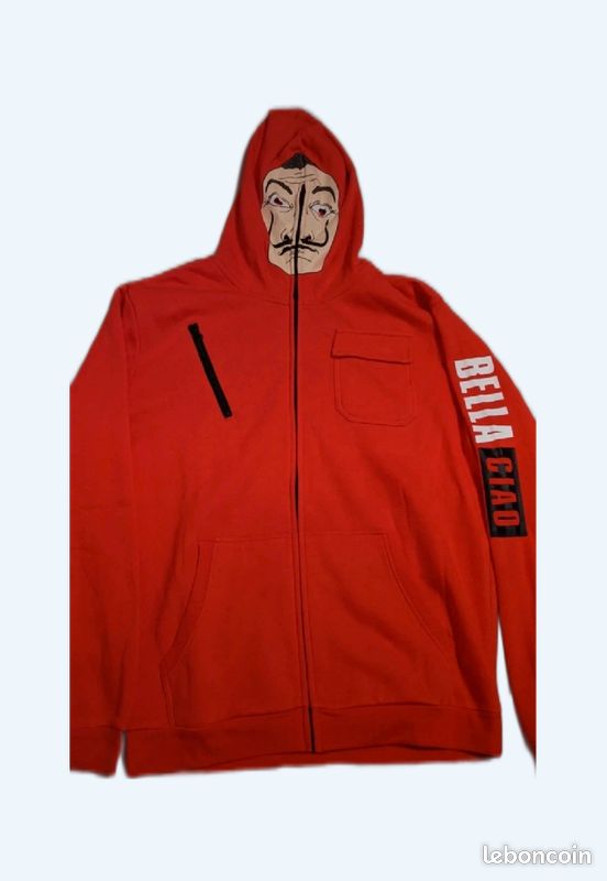 Sweat avec capuche masque casa de papel Bella ciao Vêtements