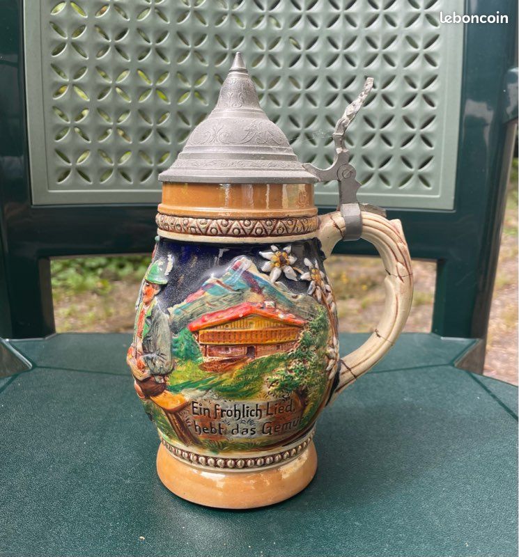 Tasse Ancienne En étain Ye Sherwode Club 1901 Avec Couvercle - Pièce De Collection, Faite Main