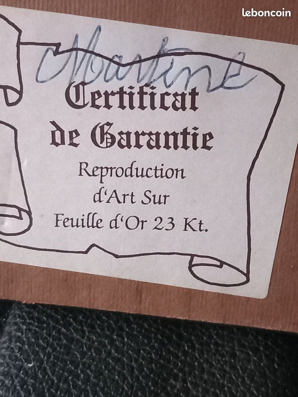 Tableau Bussy Sur Feuille D'or 23 Carats - Petit Format 28x25,5 Cm - Occasion