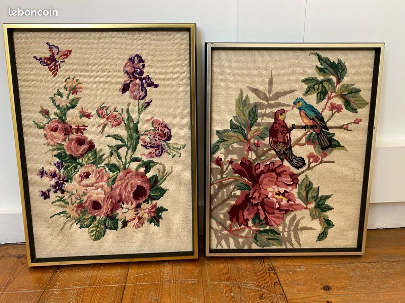 Ensemble ou lot de grands tableaux en canevas vintage (image 1)