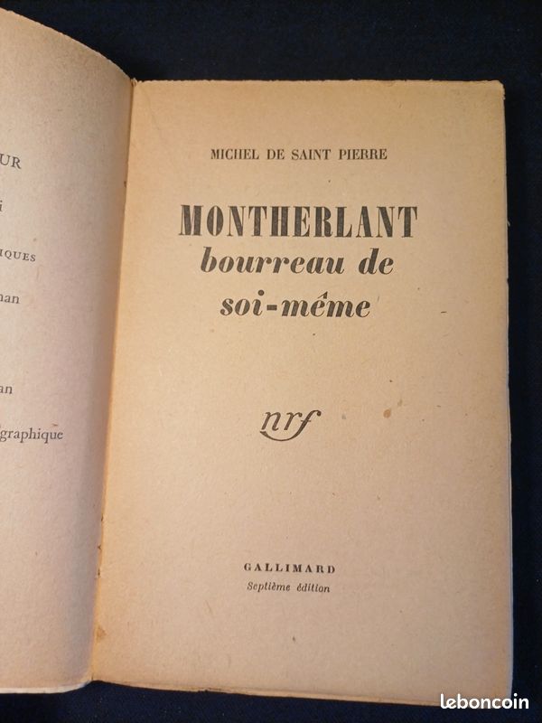 Montherland Bourreau de soi-meme de Michel de Saint Pierre (image 3)
