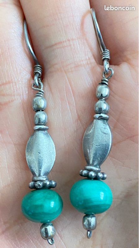 Boucles d’oreilles en argent avec malachite (image 6)