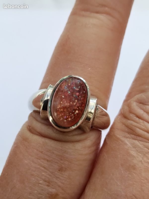 Bague Argent Et Pierre De Couleur Taille 54 - Occasion, Jamais Portée, Modèle Unique