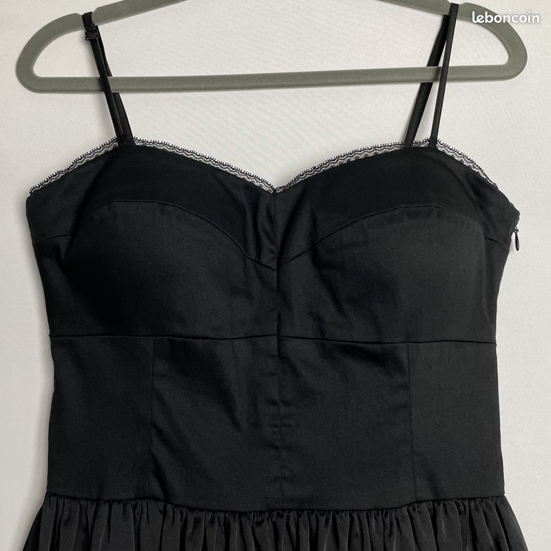 Robe à fines bretelles Morgan Bustier Jupon façon satin Noir
