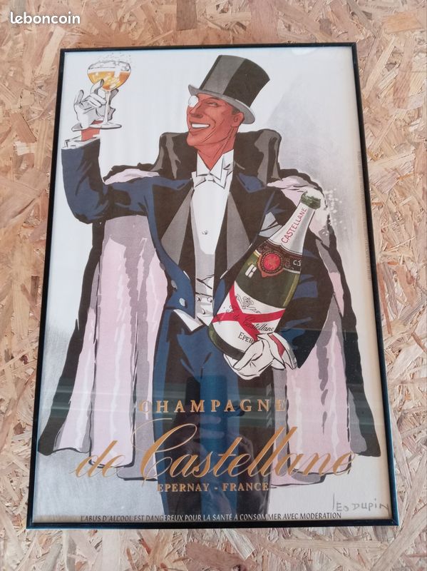 Affiche Décorative Champagne Vicomte De Castellane – Style Vintage – Art Mural Pour Bureau Ou Maison – Neuf – Tailles Variables