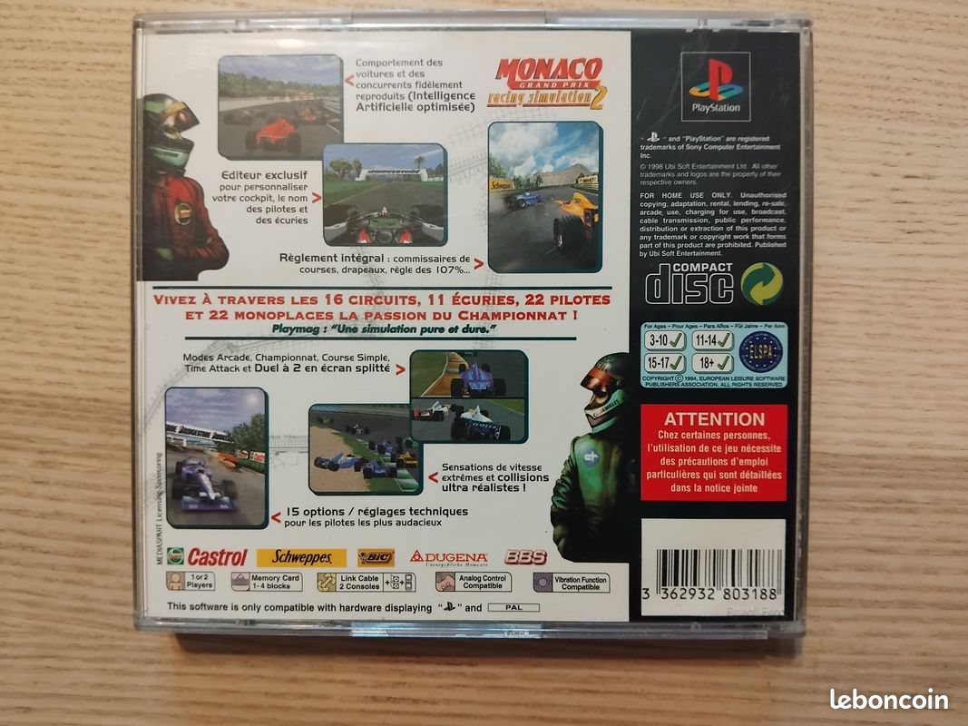 Lot De 4 Jeux PS1 Kirikou - Monopoly - Moto Racer - Razmoket