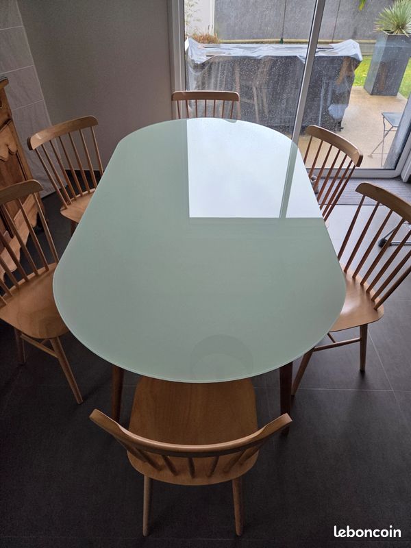 Magnifique table salle a manger ou exterieur verre teck (image 1)
