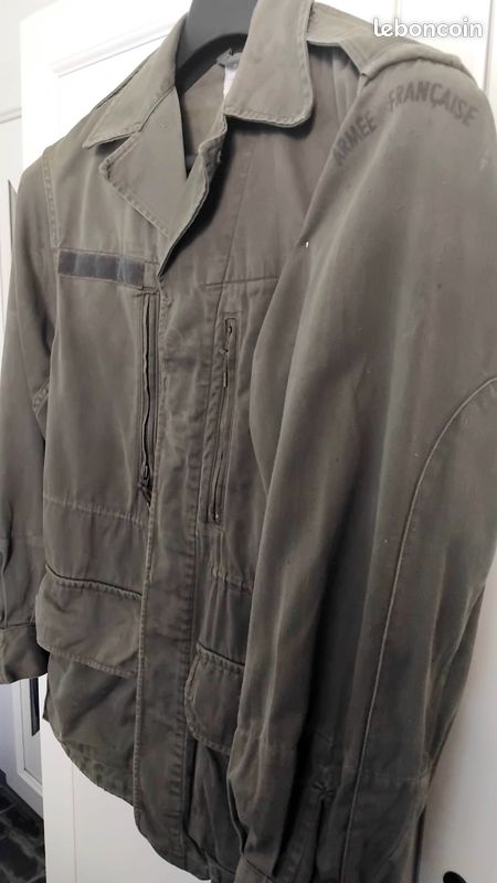 Veste Militaire Française Authentique - Surplus Armée - Gris Classique Ourlet élastique - Occasion Bon état