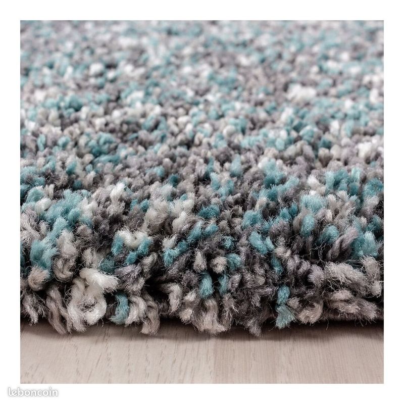Tapis shaggy rectangle bicolore moderne Benno Bleu 60x110 (image 5)
