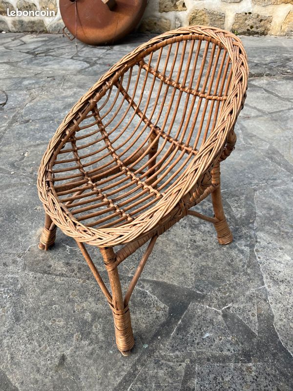 Fauteuil coquille rotin enfant (image 1)