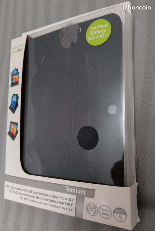 Coque Folio 360° Temium pour Samsung Galaxy Tab 4 10.1" - Noire - Neuve sous blister (image 1)
