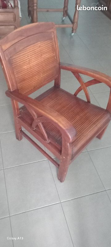 Lot fauteuil + table basse style coloniale (image 4)