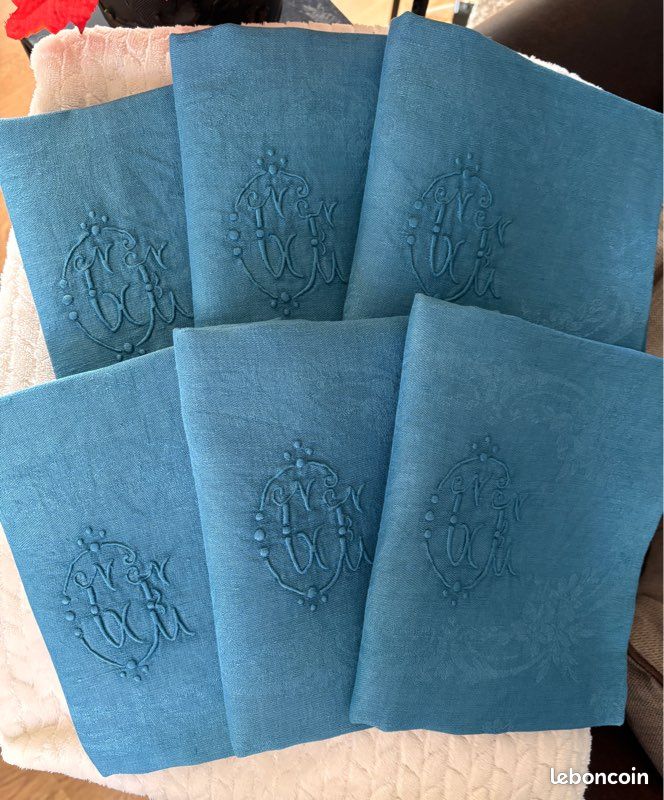 SERVIETTES DE TABLE anciennes et teintées EUR 36,00 - PicClick FR