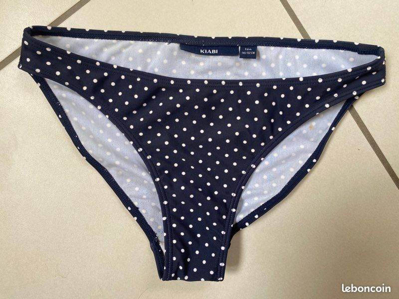 Maillot de bain 2 pièces kiabi 12 ans bleu marine à pois (image 3)