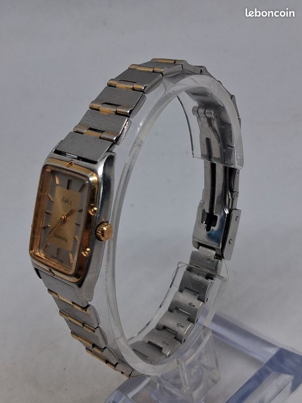 Montre vintage eska leadership dames mécanisme à quartz argenté et dorée bracelet métal d'origine (image 9)