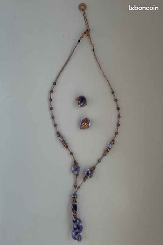 Parure bijoux en verre de Murano collier et boucles d'oreille (image 3)