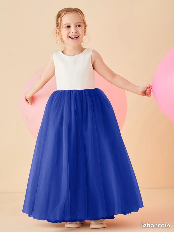 Robe enfant de demoiselle d'honneur marque Babaroni couleur Bleu Royal taille 4 ans (image 3)