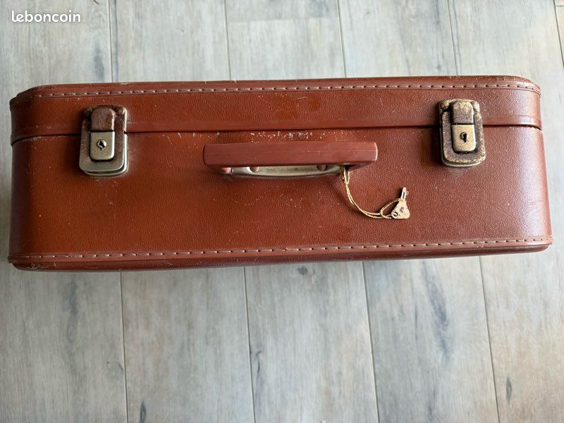 Rare Valise Vintage Marron Années 50 Avec Clé - 69x43x17 Cm - Déco Ou Rangement